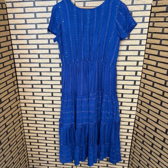 Soft Surroundings Blue Kara Shimmer Dress Size Medium Petite - Picture 2 of 9